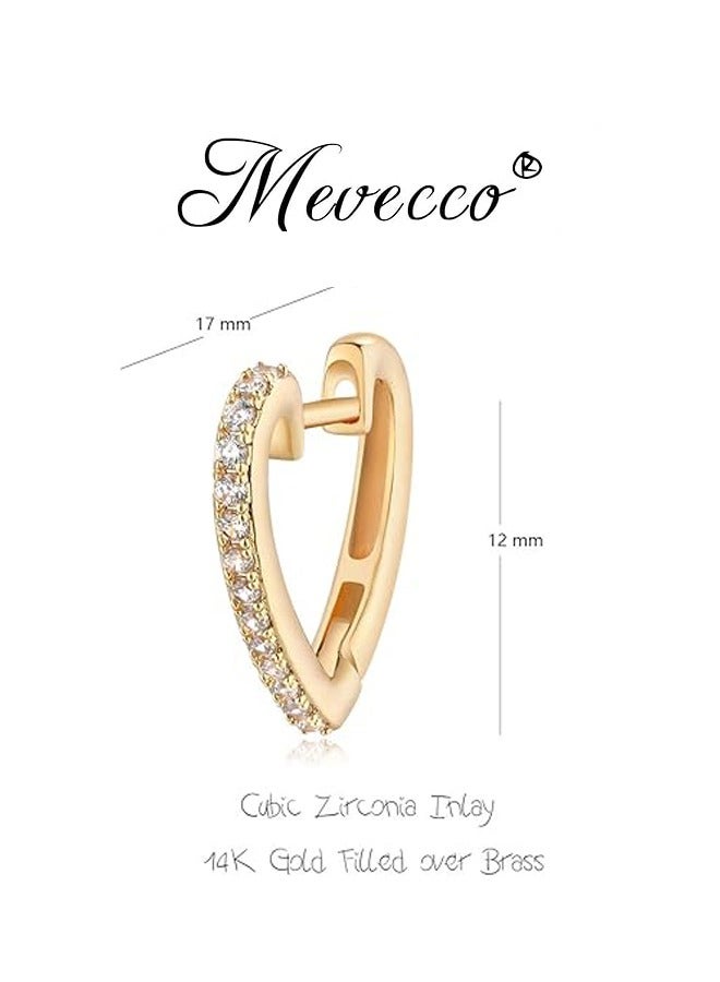 Mevecco Women Huggie Hoop Earrings Gold Ear Stud Cuff 14K Gold Filled Small Boho Beach Simple Delicate Handmade Hypoallergenic Jewelry Gift - Image 4