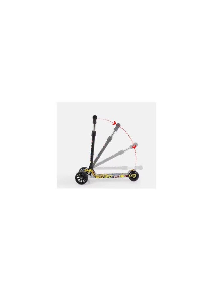 Tri Flash Wheel Graffiti Foldable And Adjustable Kids Scooter Yellow