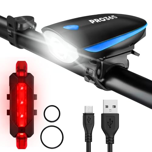 PRO365 USB Rechargeable Bicycle Light Combo – 250 Lumens Front LED Headlight & Rear Tail Light | 3 Light Modes | Waterproof Bike Safety Lights with 1 Year Warranty - Image 1