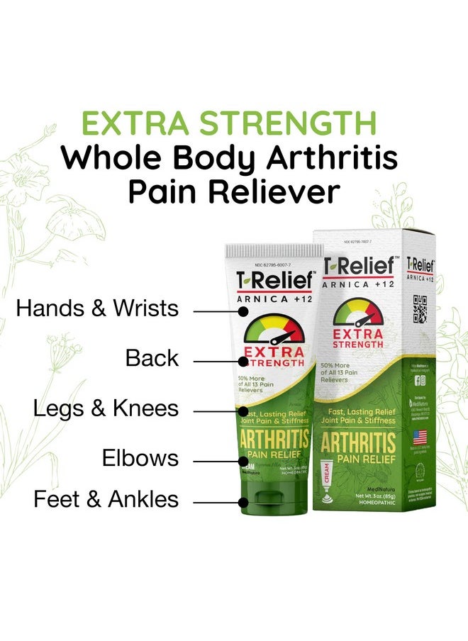 MediNatura T-Relief Extra Strength Arthritis Cream Arnica +12 Pain Relieving Natural Medicines Help Soothe Soreness Stiffness Aches & Pains in Joints Naturally - 3 oz  - Image 2