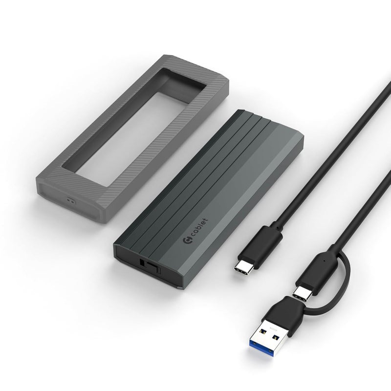 Cablet M.2 NVMe/NGFF SSD Enclosure USB 3.1 Gen2 10Gbps for 2242/2260/2280 M-Key/M+B Key PCIe SSD, Supports Dual Protocol NVMe and NGFF SSD, UASP Max 2TB, Aluminium Case - Image 1