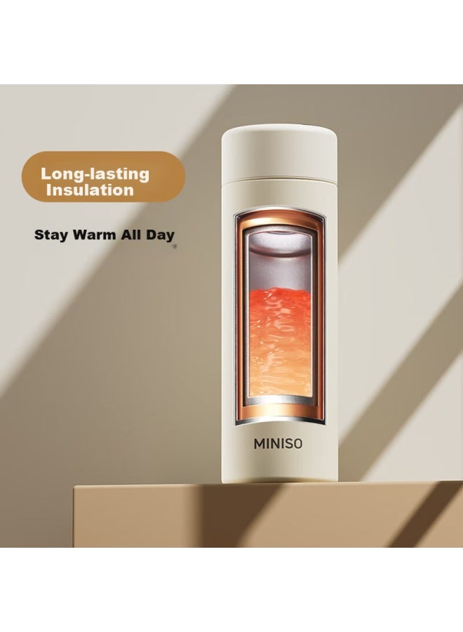 Miniso Insulated Mug, Large Capacity, Stylish Design For Women And Men, 316l Stainless Steel, Portable Tea Infuser For Students, Water Bottle, Snow White Color - Image 4