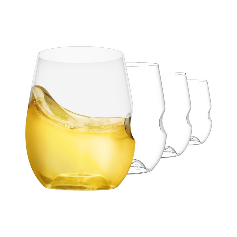 Unbreakable Stemless Wine Glass  Set of 4 12oz Dishwasher Safe BPAfree Tritan Clear Stemless White Wine Glasses Shatterproof for Indoor Outdoor Everyday Use Reusable Made in the USA