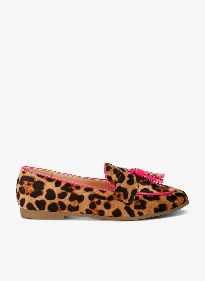 Micro Suede Tassel Loafers in Leopard