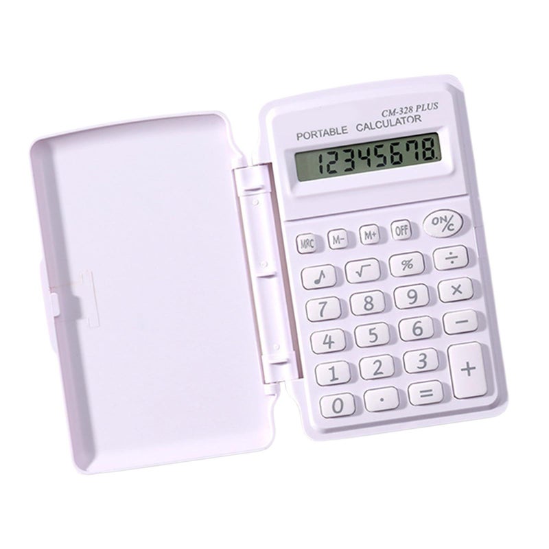 White Soft Tone 8 Digit Pocket Calculator With Ergonomic Button - Image 2