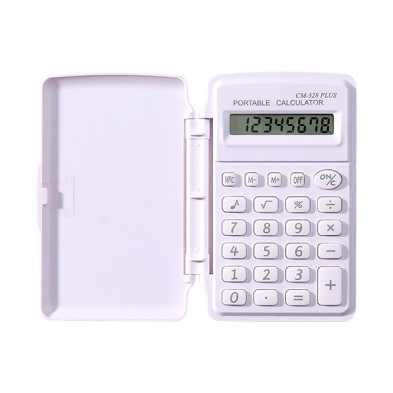 White Soft Tone 8 Digit Pocket Calculator With Ergonomic Button - Image 5