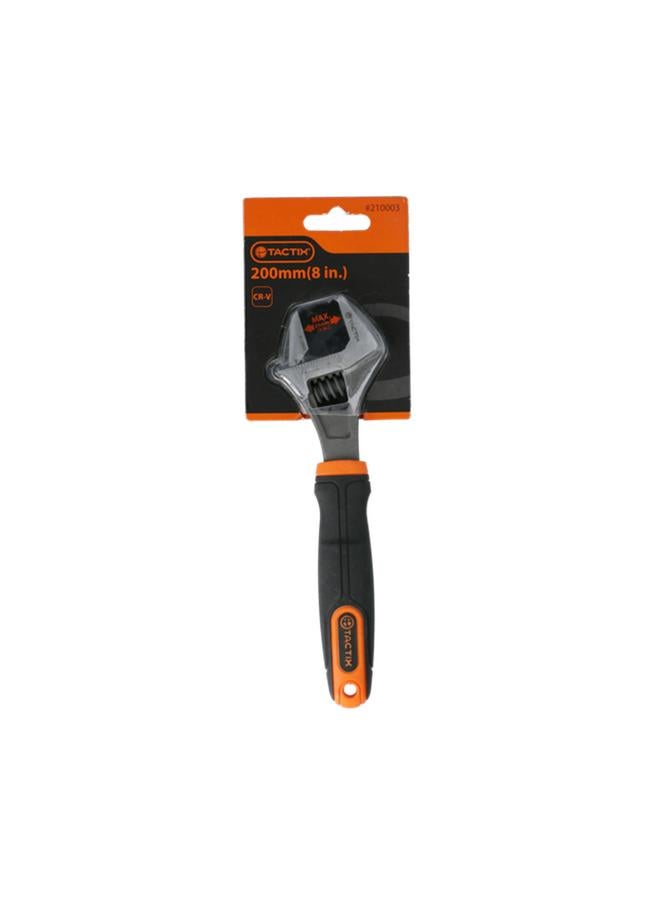 Tactix Non Slip Bi-Material Handle Adjustable Wrench Black and Orange 8inch 210003 - Image 1