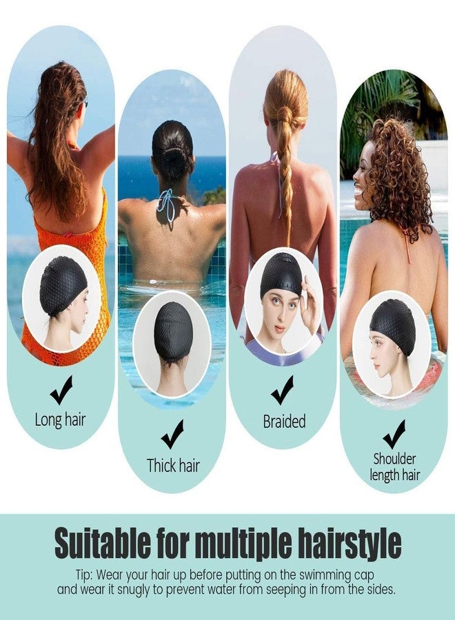 Styxon Unisex Silicone Swim Cap for Women Men, Large Size Swimming Caps for Long Hair/Braids to Keep Hair Dry, Waterproof Bathing Caps for Swimming | Balck - Image 3