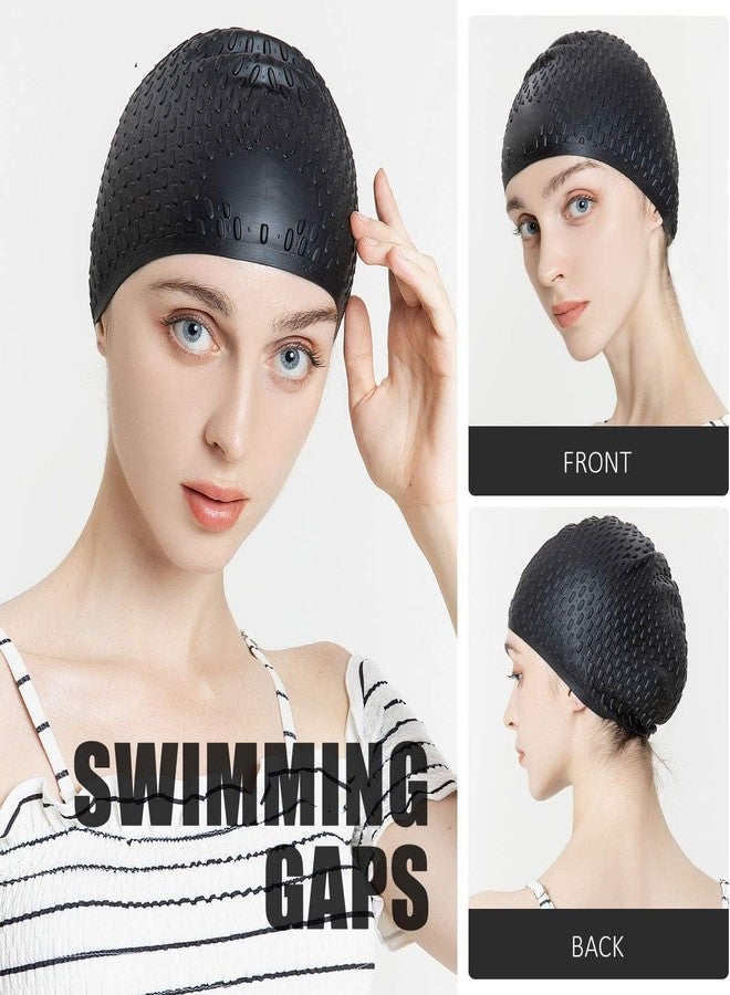 Styxon Unisex Silicone Swim Cap for Women Men, Large Size Swimming Caps for Long Hair/Braids to Keep Hair Dry, Waterproof Bathing Caps for Swimming | Balck - Image 4