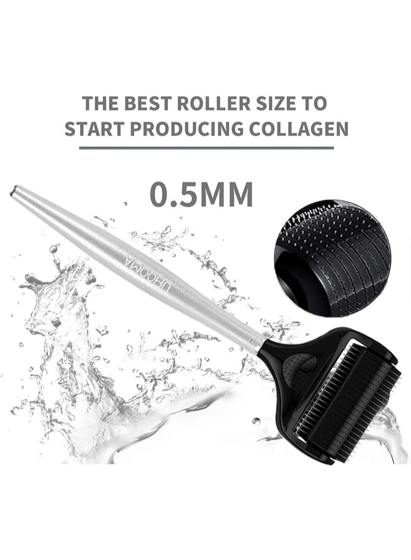 UHOOMA Beard and Hair Ultra Wide Derma Roller,Premium Dermaroller Professional Microneedling for Home - Scar Roller with 1200 Real Titanium Micro Needles - Beard Roller Beard Growth 0.5 mm for Face, Body and Hair - Image 3