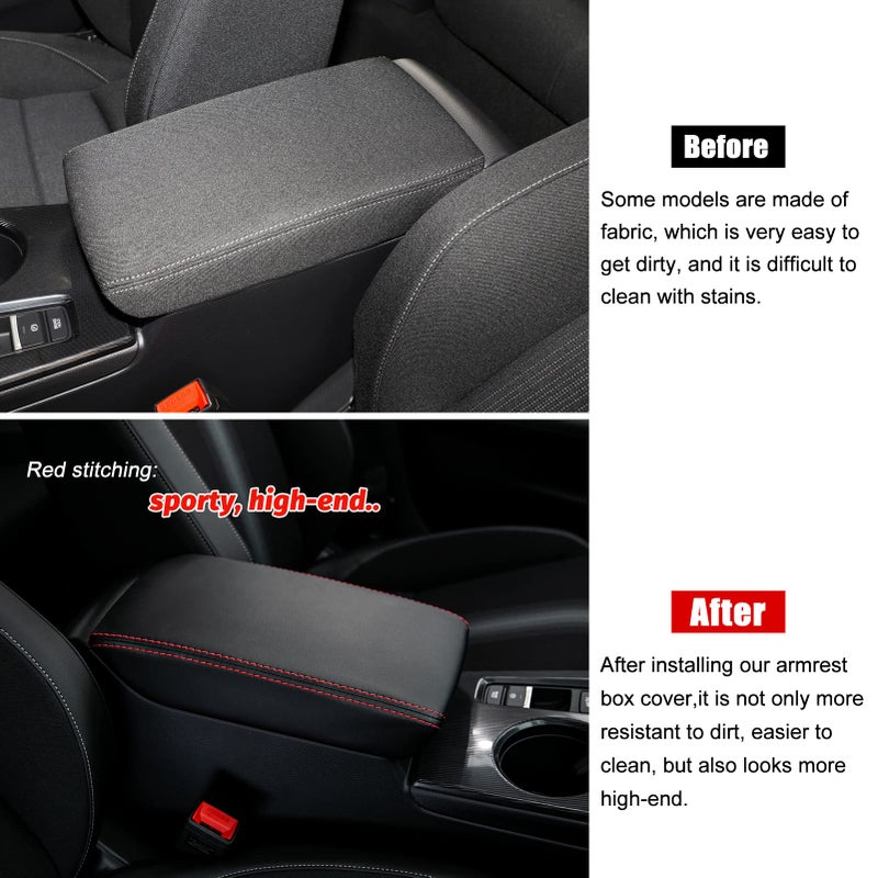 CKE Compatible with Honda Civic 2026 2025 2024 2023 2022 with CVT Car Center Console Armrest Cover Armrest Storage Box Lids Seat Cover Protector -Black (Red line) - Image 3