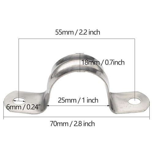 Sipery 30Pcs Conduit Clamps 1 Inch Two Hole Strap U Bracket, 304 Stainless Steel Rigid Pipe Strap Clamp U Clamp Conduit Straps Tension Clips U-tube Clamps M25 - Image 2