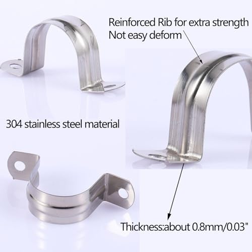 Sipery 30Pcs Conduit Clamps 1 Inch Two Hole Strap U Bracket, 304 Stainless Steel Rigid Pipe Strap Clamp U Clamp Conduit Straps Tension Clips U-tube Clamps M25 - Image 4