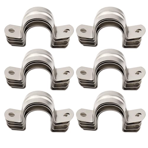 Sipery 30Pcs Conduit Clamps 1 Inch Two Hole Strap U Bracket, 304 Stainless Steel Rigid Pipe Strap Clamp U Clamp Conduit Straps Tension Clips U-tube Clamps M25 - Image 5
