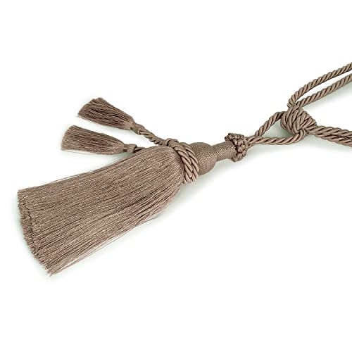 MALOINTEX 2 Pack Curtain Dual Tassel Tiebacks Tie-Backs, Handmade Rope Tiebacks Holdbacks, Polyester Curtain Tieback - Mink - Image 3