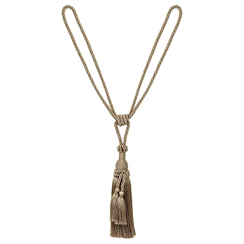 MALOINTEX 2 Pack Curtain Dual Tassel Tiebacks Tie-Backs, Handmade Rope Tiebacks Holdbacks, Polyester Curtain Tieback - Mink - Image 2