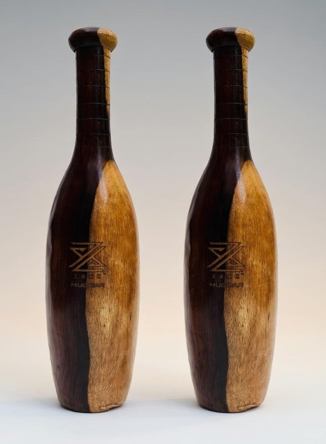 Zaxx Oval Tali Mugdar 2kg Pack of 2 Indian Club Persian Meel Sheesham Wood Clubbell Karla Kattai for Shoulder Mobility and Joint Workout Beginners - Image 1