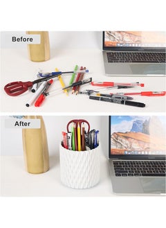 HY Rotating Pen Pencil Holder for Desk, 5 Slots 360 Degree Rotating Pencil Holder Makeup Brush Holder, Multifunctional Pen Organizer for Home, Office, Kids and School (White)  - Image 5