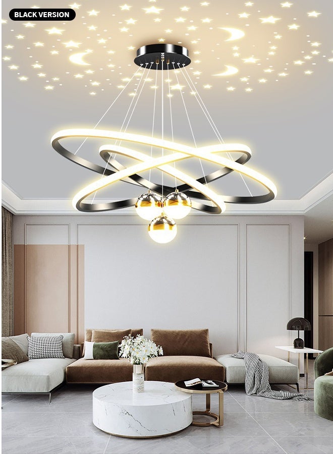 Modern and minimalist Nordic-style star-shaped chandelier - Restaurant ceiling light featuring LED stars - Black star-shaped chandelier - Suitable for bedrooms, dining rooms and living rooms - Image 2