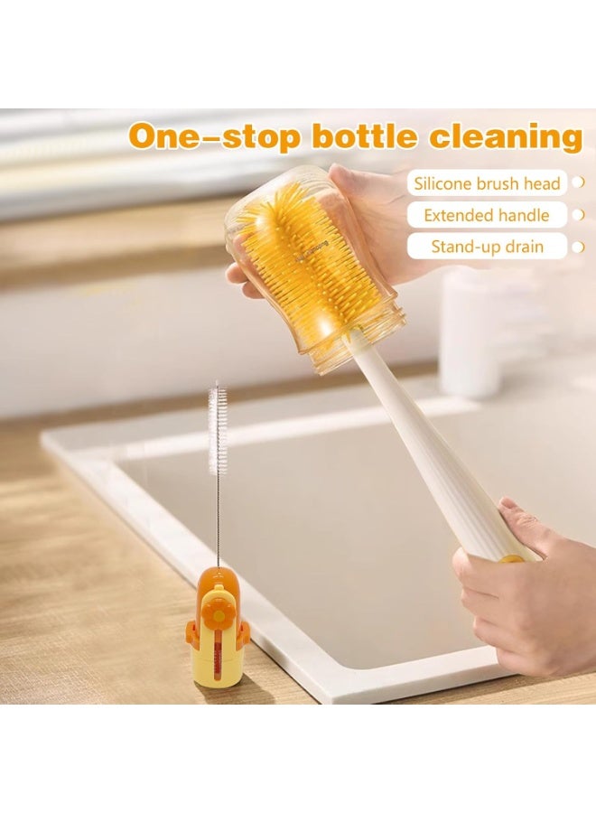 5 in 1 Bottle Brush – Multifunctional Brush with Long Handle for Cleaning Bottles, Baby Bottle Cleaner - Image 4