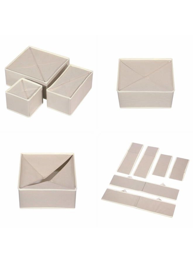 TENABORT 12 Pack Foldable Drawer Organizer Dividers Cloth Storage Box Closet Dresser Organizer Cube Fabric Containers Basket Bins for Underwear Bras Socks Panties Lingeries Nursery Baby Clothes Beige - Image 3