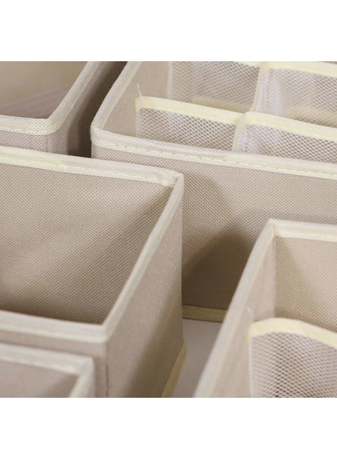 TENABORT 12 Pack Foldable Drawer Organizer Dividers Cloth Storage Box Closet Dresser Organizer Cube Fabric Containers Basket Bins for Underwear Bras Socks Panties Lingeries Nursery Baby Clothes Beige - Image 4
