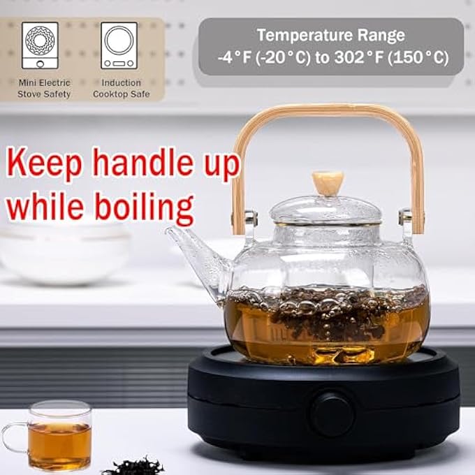 HOUSLET 1000Ml Glass Teapot With Removable InfuserStovetop Safe Tea KettleBorosilicate Glass Clear Tea Pot With LidFor Blooming Flower Tea And Loose Tea Maker Sets - Image 5