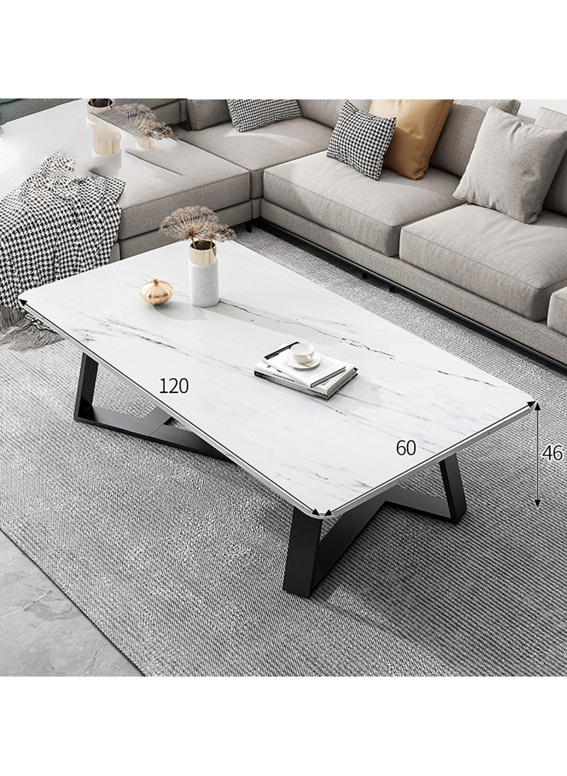 Sharpdo - Small Apartment Living Room Light Luxury Marble Slate Coffee Table, Thick Steel Pipe Coffee Table Dining Table - Image 1