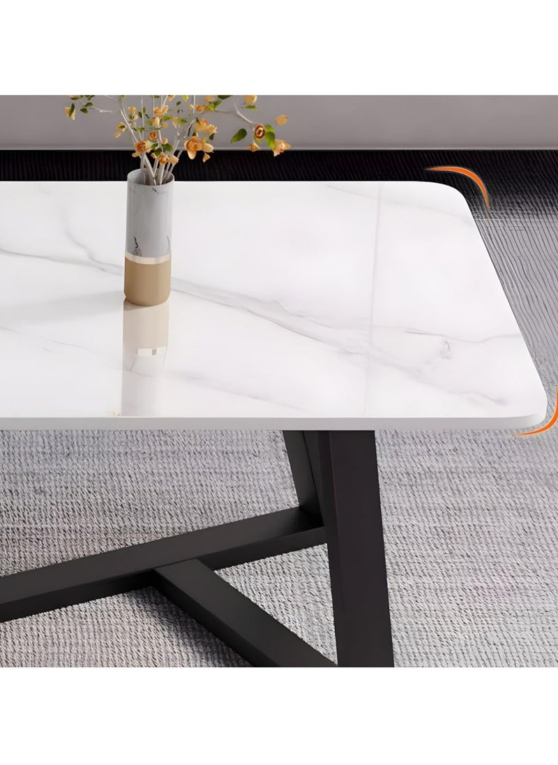 Sharpdo - Small Apartment Living Room Light Luxury Marble Slate Coffee Table, Thick Steel Pipe Coffee Table Dining Table - Image 1