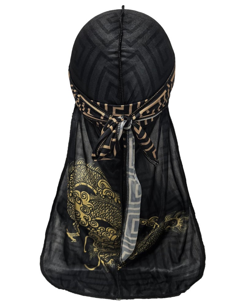 ForceWave Durag for Men Designer for Waves Silky Durag Du rag with Designed Pattern - Image 1