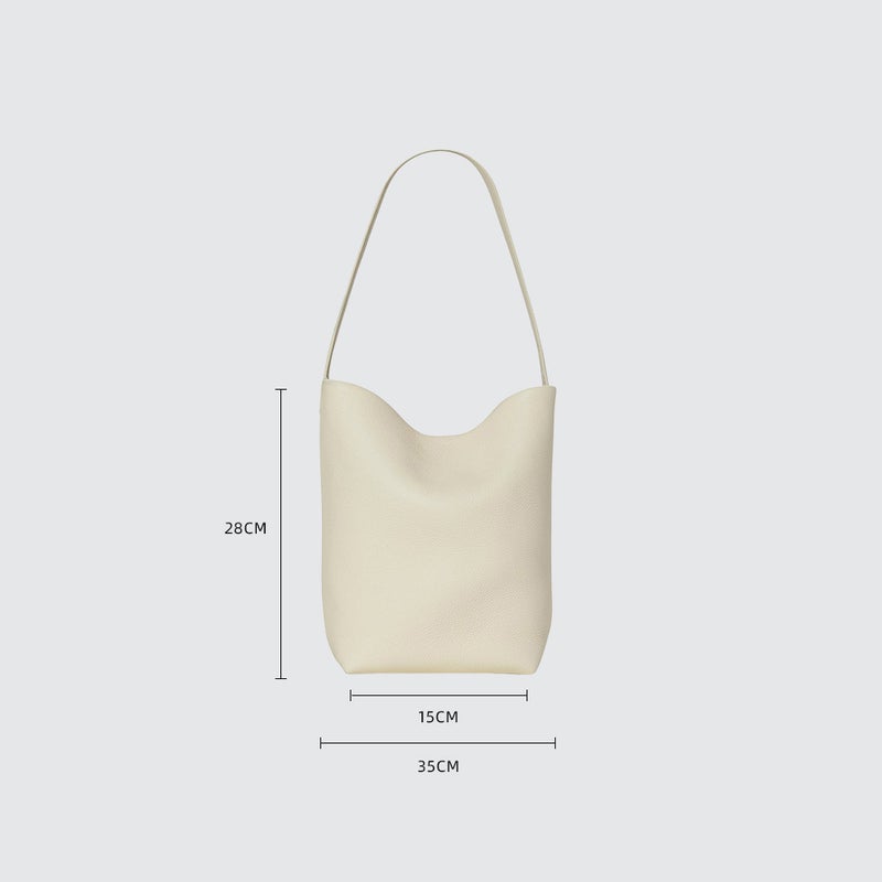 Tr Bucket Bag Women'S New 2024 Shoulder Cowhide Large Capacity Niche Portable Bag Black Genuine Leather Bag Women'S Bag - Image 1
