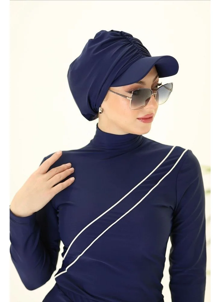 Ns Tasarım NS Design Mila Navy Blue Visor Bonnet