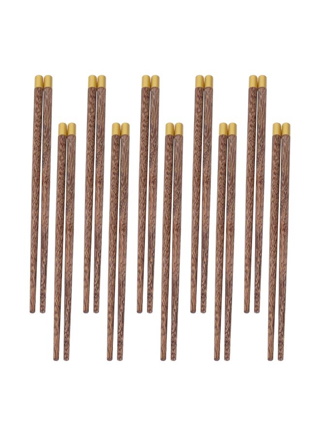10 Pairs Reusable Chopsticks Chinese Wenge Wood Noodle Chopstick Set for Cooking Frying Hot Pot 25cm - Image 2