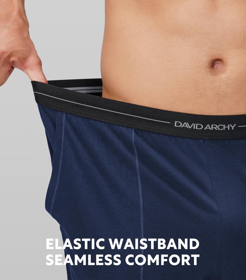 DAVID ARCHY Mens Pajamas Set - Soft Pj Sets for Men Long Sleeve Pajamas Men Cotton Mens Pjs Sets Loungewear with Pockets Navy Blue - Image 5