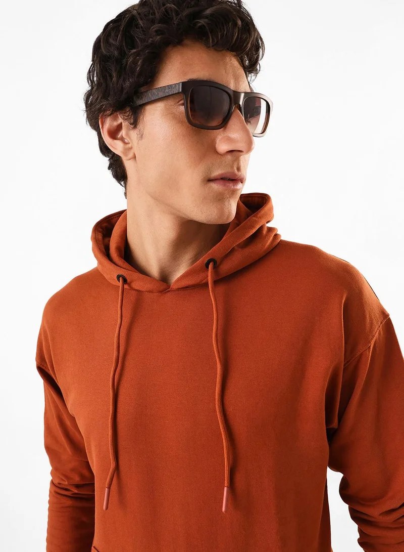 Men's Brown Cotton Blend Regular Fit Sweatshirt