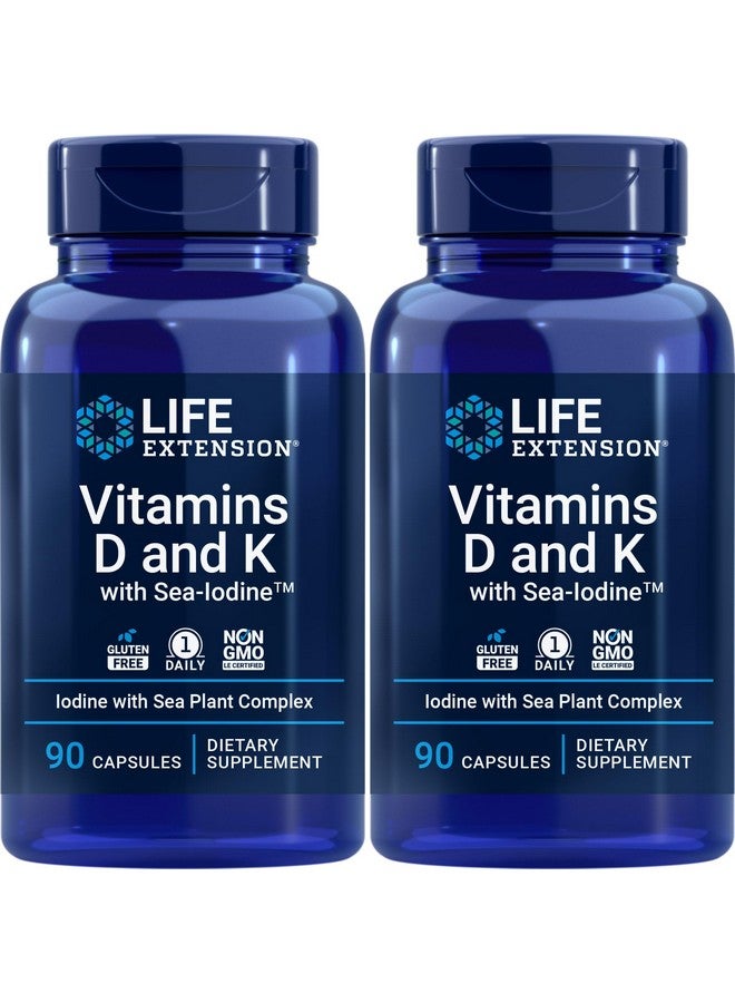 Life Extension Life Extension Vitamins D and K with Sea-Iodine, 90 Caps (Pack of 2) - Image 1