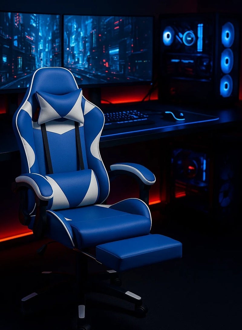 Ergonomic Gaming Chair with Footrest – Reclining High-Back Chair with Lumbar Support, Adjustable Armrests, and PU Leather for PC Gaming  Office  - Image 2