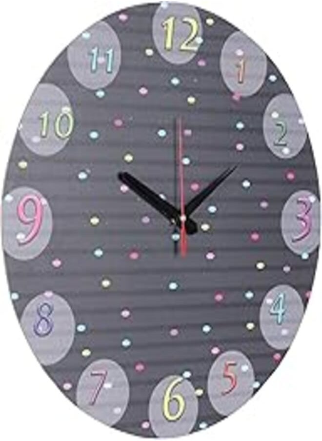 OR - Dotted Wooden Round Analog Wall Clock, Black - 40 cm - Image 1