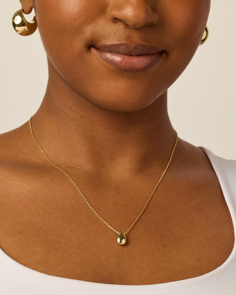 PAVOI 14K Yellow Gold Plated Dainty Pear Pendant Necklace for Women | Tear Pendant Necklaces - Image 2