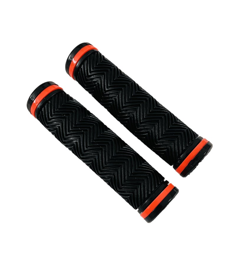 ShreNik Bicycle Handlebar Grip Set Soft Rubber Non Toxic Anti-Slip Standard Size Colored Cycle Handle Grip Length 12.5 cm (Orange) - Image 1