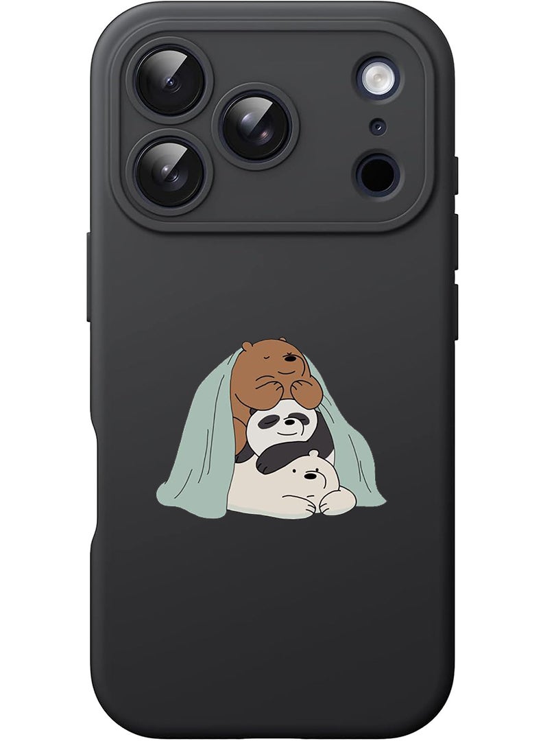 Theodor Protective Slim Fit Case Liquid Silicone Cover with Full Body Protection Anti-Scratch Shockproof Case For Apple iPhone 17 Pro Max (Black) 3 Panda sitting - Image 1