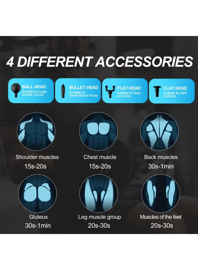 Deep Tissue Massage Gun Portable, Mini Electric Muscle Massager, Suitable for Relieving Back, Neck and Body Pain, with 8 Heads and 6 Speeds, Black - Image 4