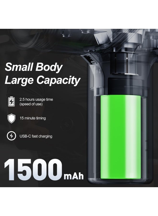 Deep Tissue Massage Gun Portable, Mini Electric Muscle Massager, Suitable for Relieving Back, Neck and Body Pain, with 8 Heads and 6 Speeds, Black - Image 3