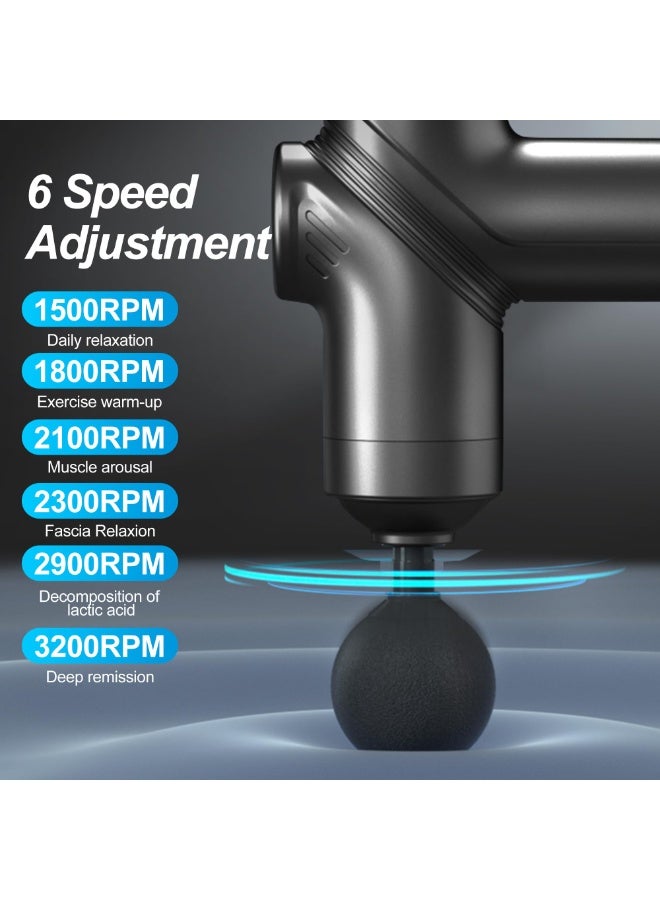 Deep Tissue Massage Gun Portable, Mini Electric Muscle Massager, Suitable for Relieving Back, Neck and Body Pain, with 8 Heads and 6 Speeds, Black - Image 5