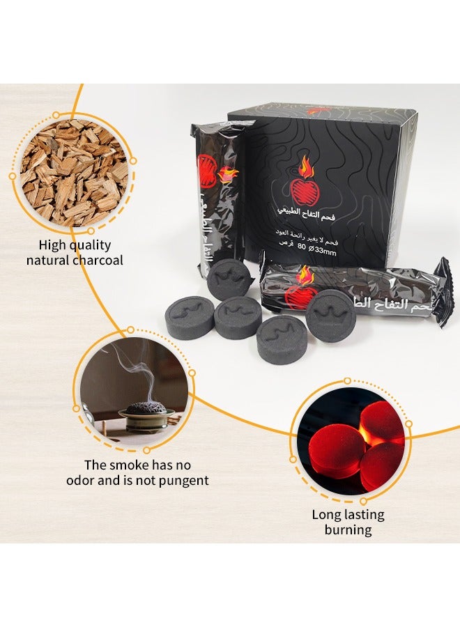 80pcs Non-Toxic Sandalwood Incense Less Smoke Spa Charcoal Natural Fruit Wood Charcoal Burning Aromatherapy Agarwood Fragrance For Office, Meditation, Toilet, Yoga, Cafe  - Image 2