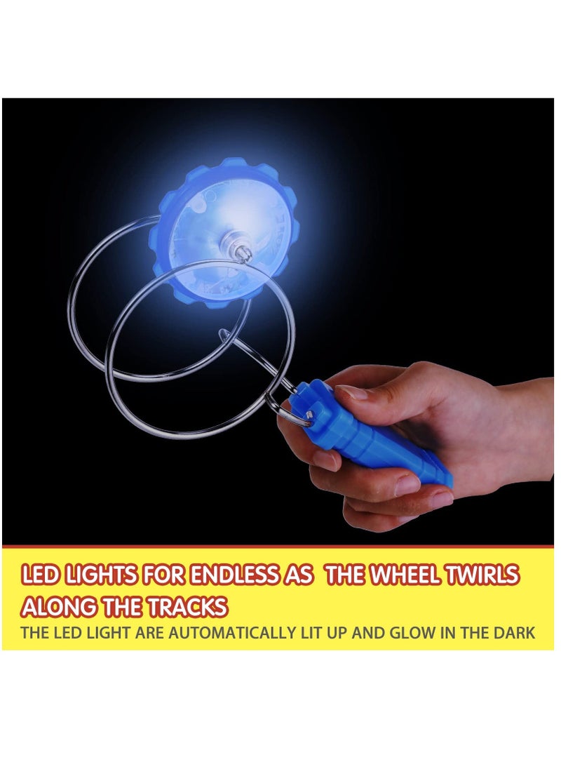 Excefore Retro Light Up Toys for Kids Magic Gyro Wheel Classic Rail Twister Flashing Gyro Wheel Vintage Fidget Toy Magnetic Gravity Defying Stunt Toy for Boys Girls, Wave Rail and Circular Rail, 4 Pieces  - Image 2