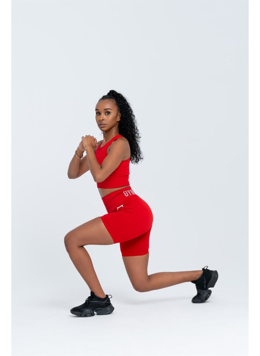 Gymwolves Women's Sports Shorts | Red | Seamless Sports Shorts | Corduroy |  - Image 3