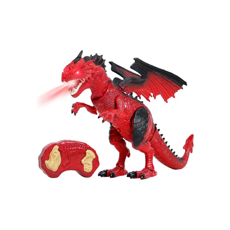 Remote Control Dinosaur with Wings Toy for Boys and Girls Kiddie Play Programmable Walking Velociraptor Robot Realistic Roaring RC Dino with LED Lights Educational Electronic Pet Best Birthday Christmas Gift for 3-12 Year Olds Red - Image 4