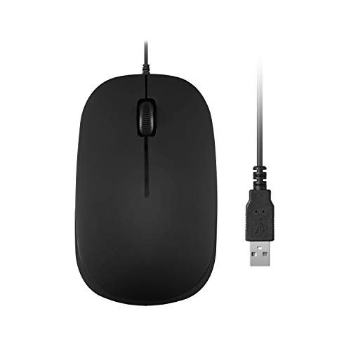 Perixx PERIMICE-201U B, Wired USB Optical Mouse, 3 Buttons - 1000dpi - USB - 1.5m Cable - Black - Image 1