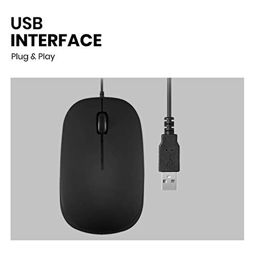 Perixx PERIMICE-201U B, Wired USB Optical Mouse, 3 Buttons - 1000dpi - USB - 1.5m Cable - Black - Image 3